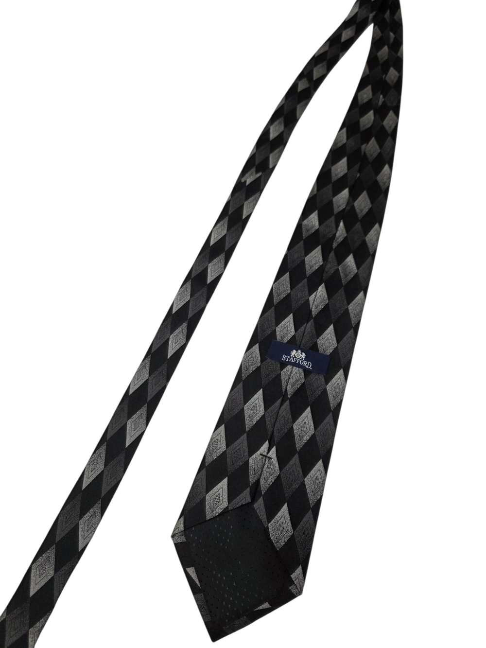 Black & Gray Diamond Pattern Men's Tie - Picture 4 of 5